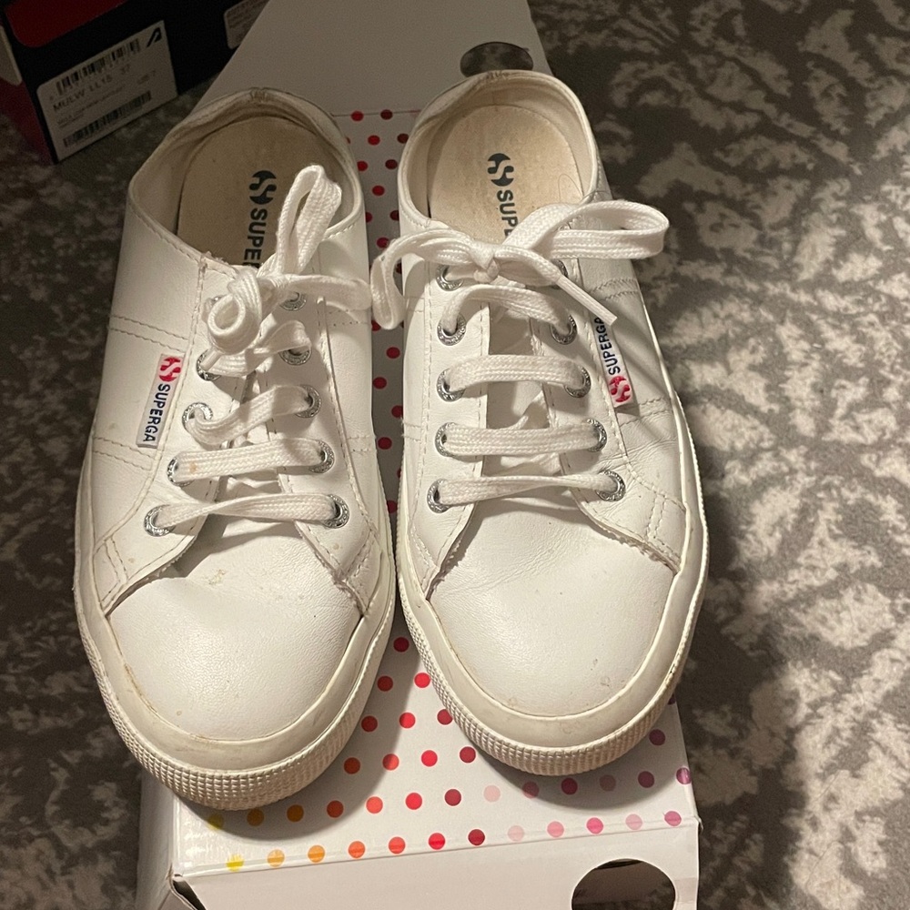 Superga Classic White Lace-Up Sneaker Mules
